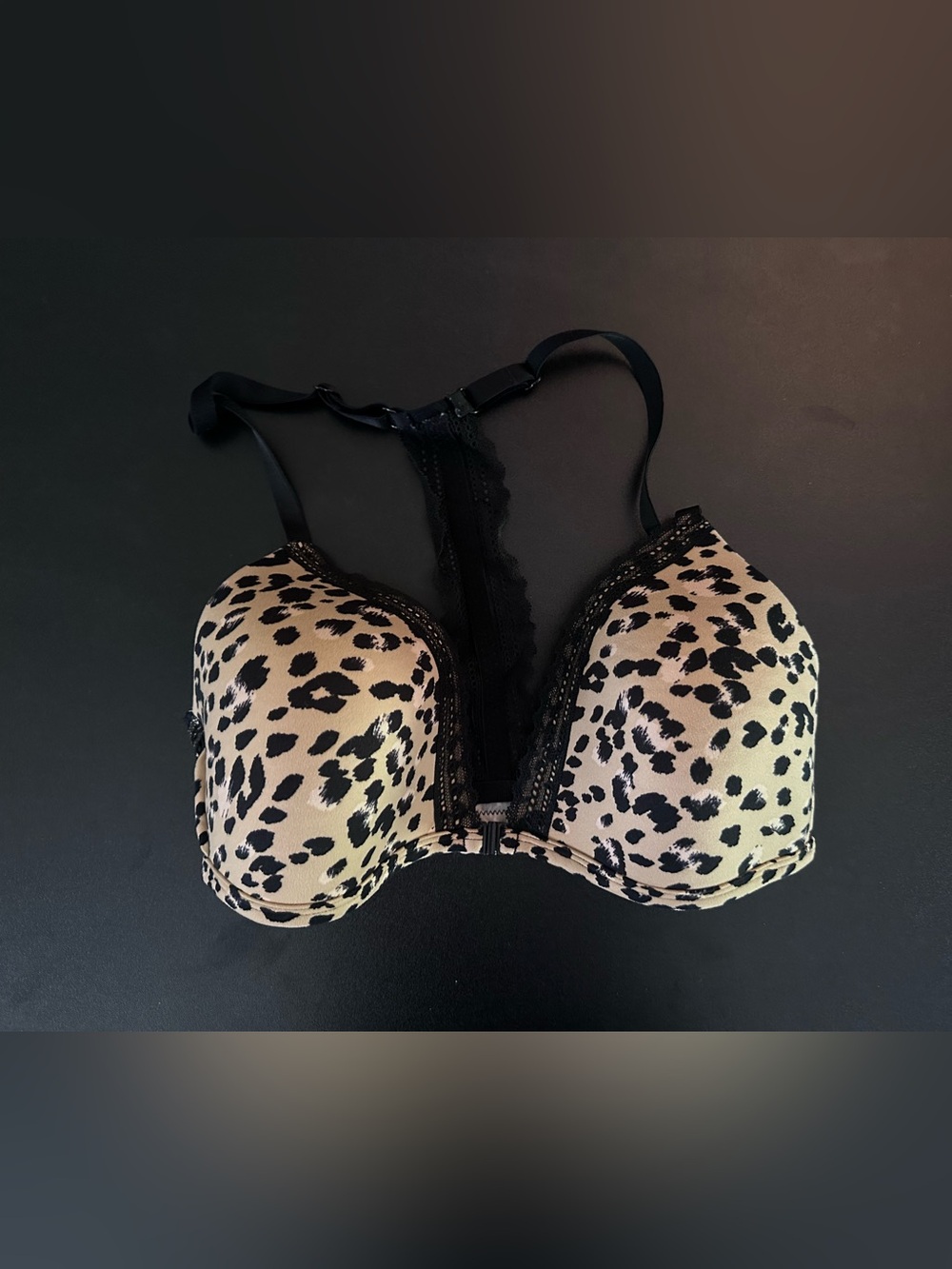 Leopard Front Clasp Racerback Bra